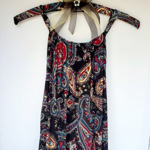 Paisley Print Drawstring Dress with Matching Hanger