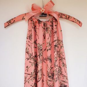 Pink Floral Drawstring Dress with Matching Hanger